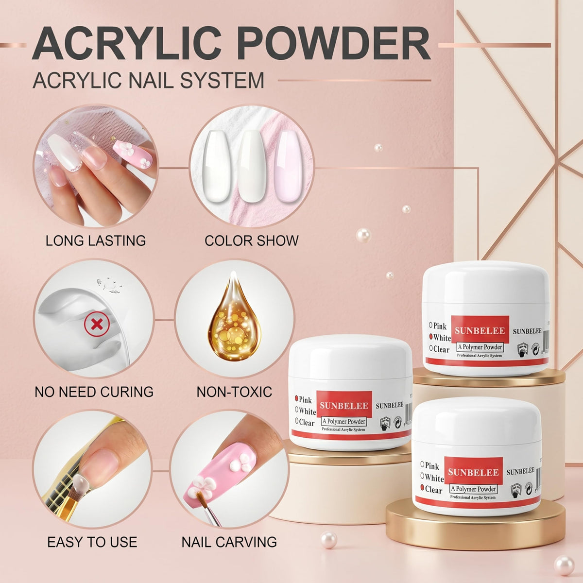 Professional Acrylic Nail Kit with UV Lamp, Drill & Nail Art Tools