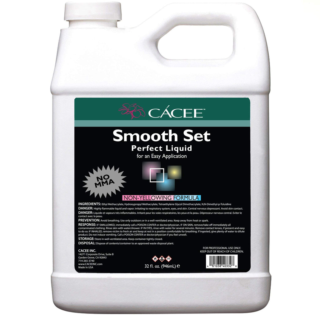 Caccee Smooth Set Acrylic Liquid Monomer 32 Fl Oz, Non-Yellowing Low-Odor