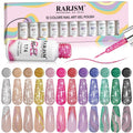 RARJSM Reflective Glitter Nail Art Gel Liner, 12 Colors, 5ml