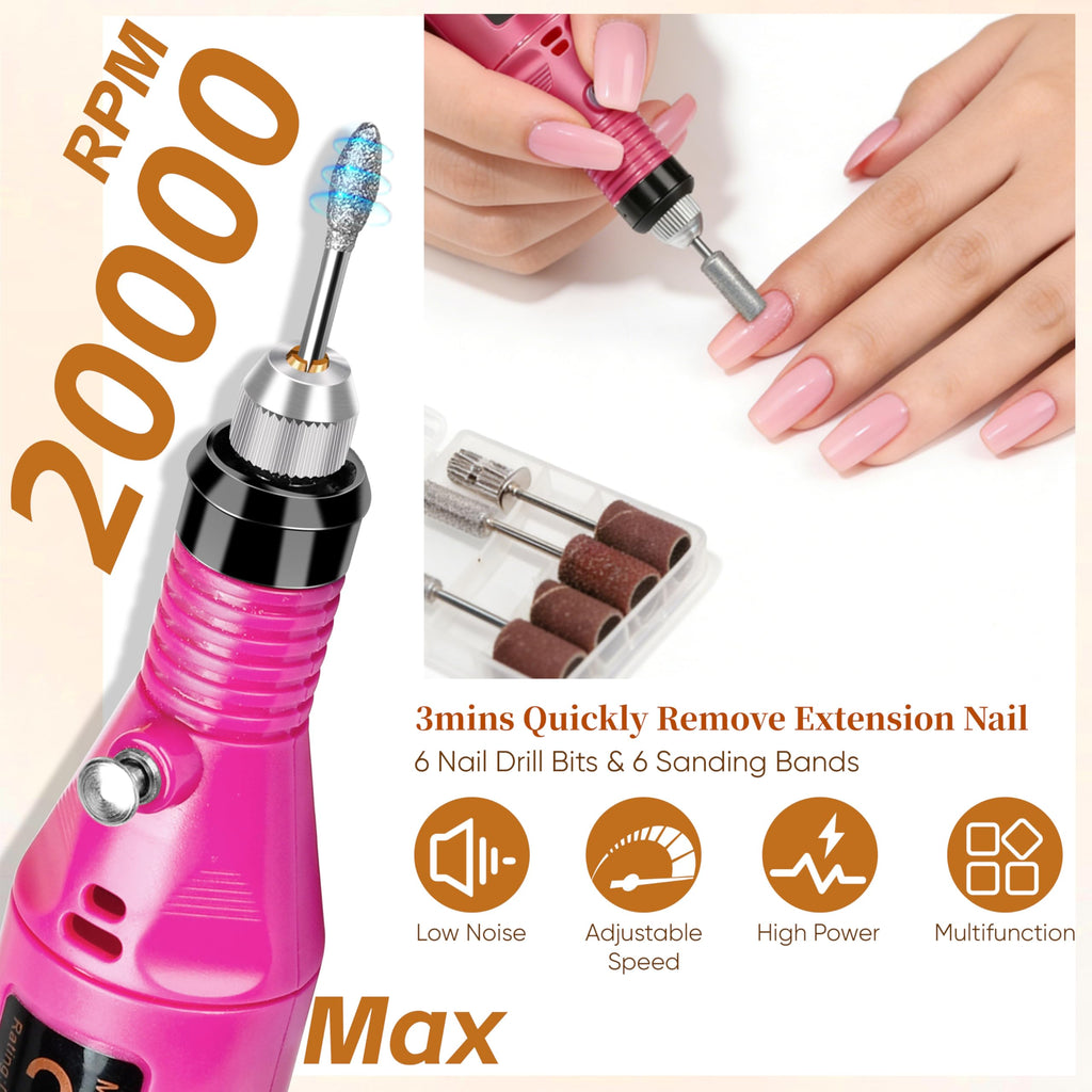 Gel Nail Polish Kit with UV Nail Lamp, Drill, Top Coats and Manicure Tools