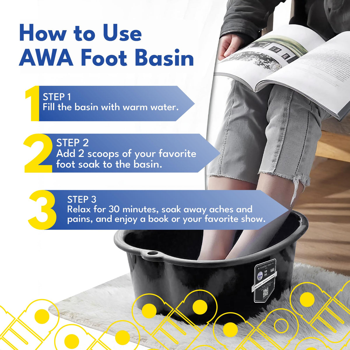 American Wellness Authority AWA Sturdy Plastic Foot Soaking Basin