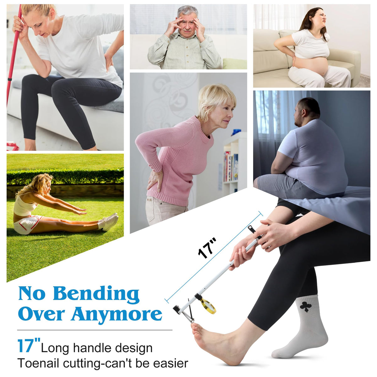 DEPSUNNY Foldable Long-Handled Toenail Clipper with Adjustable Magnifier