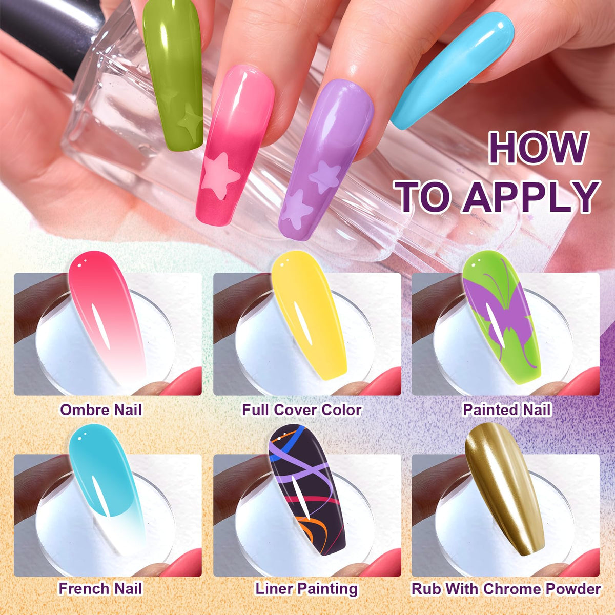 Nail Art Gel Color Set for Gradient and Ombre Designs