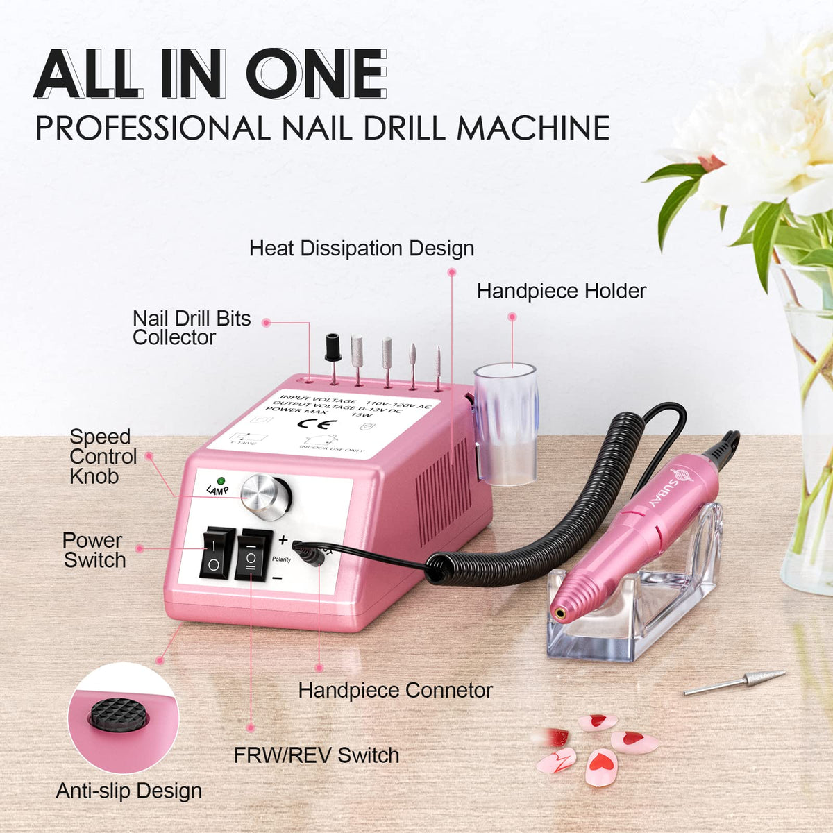 Subay Professional Electric Nail Drill Machine and Manicure Pedicure File