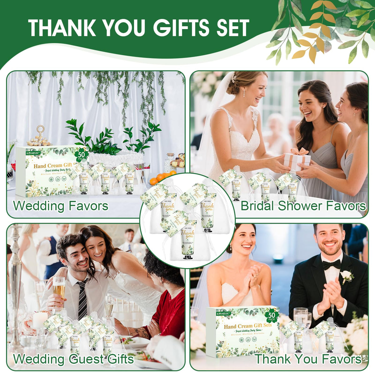 50 Pack Bulk Hand Cream Gift Sets with Organza Bags and Thank You Cards