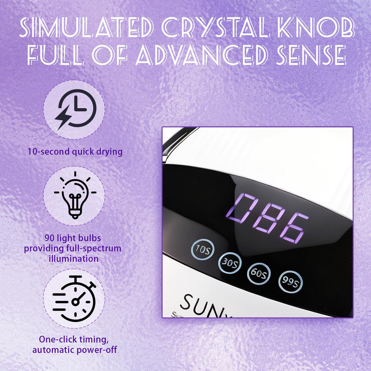 500W UV LED Nail Lamp, 90-LED Gel Nail Dryer with LCD Display