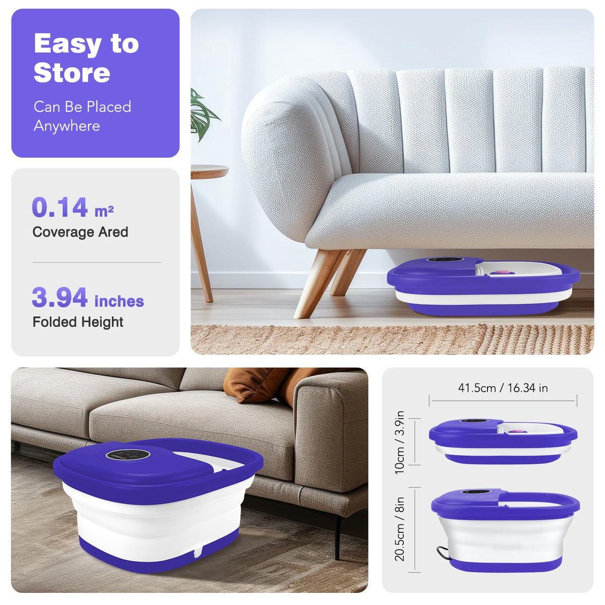 KNQZE Collapsible Foot Spa Bath with Heat, Bubbles & Massage