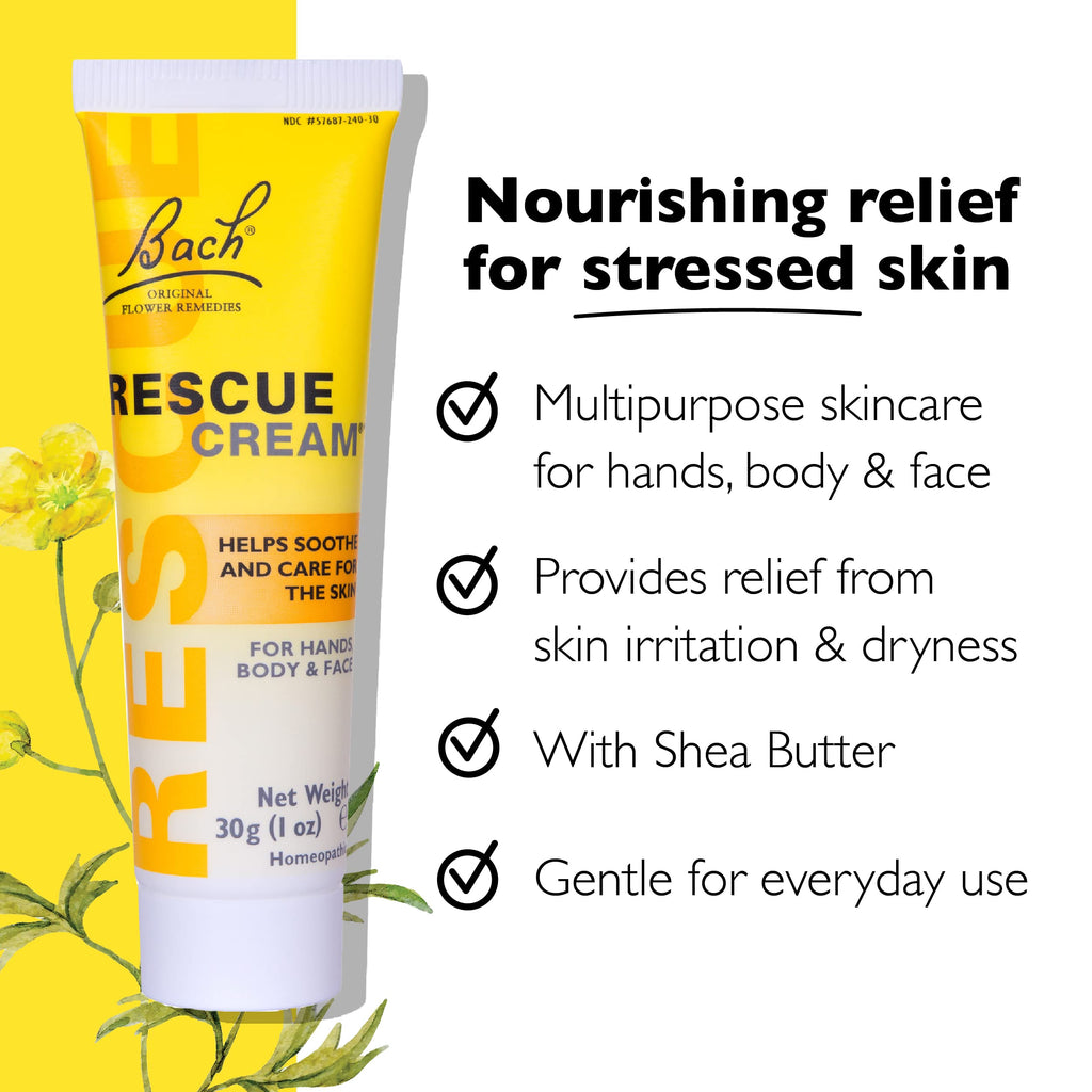 Bach Rescue Cream Hydrating Shea Butter Skincare, Fragrance-Free