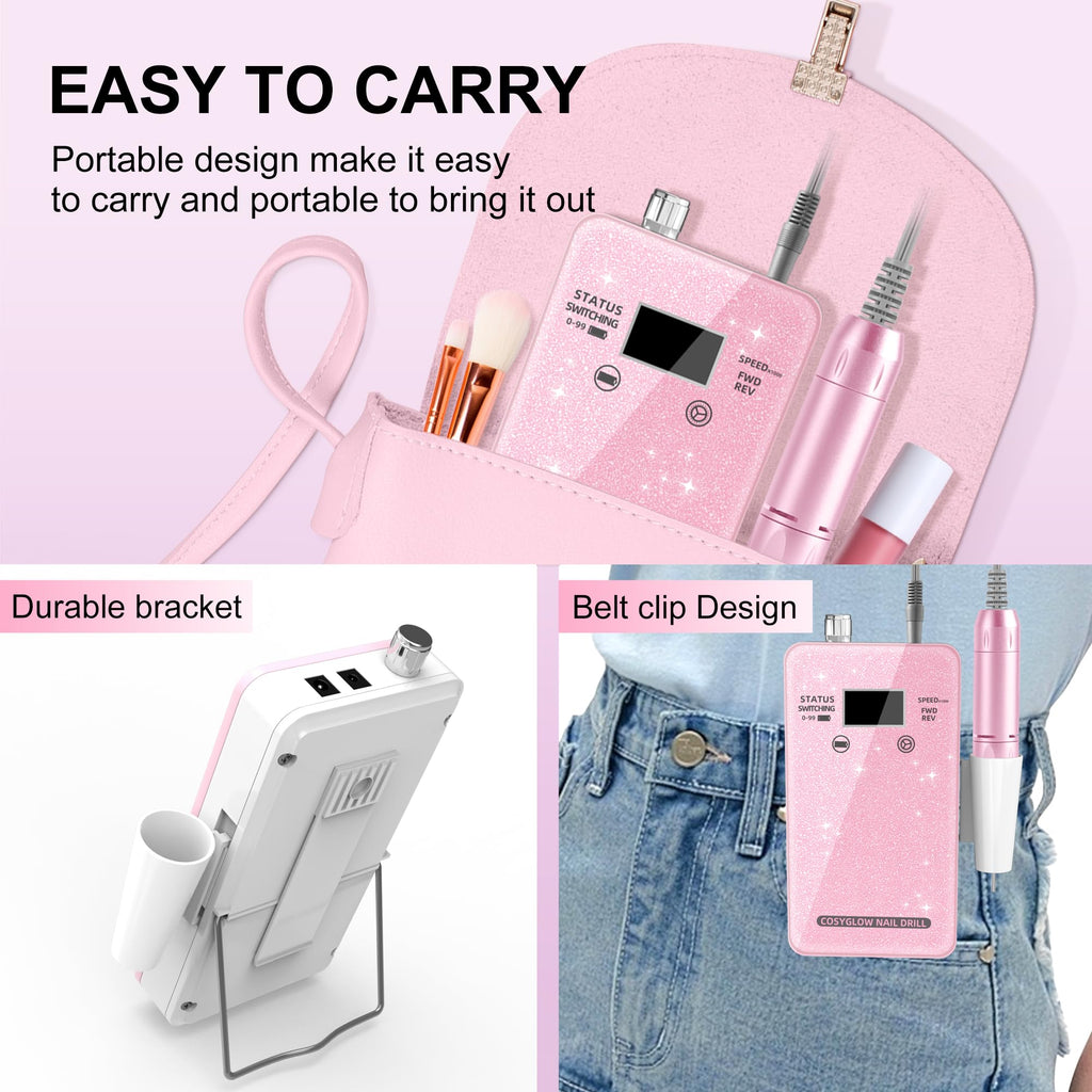 COSYGLOW Portable Cordless Electric Nail Drill Kit