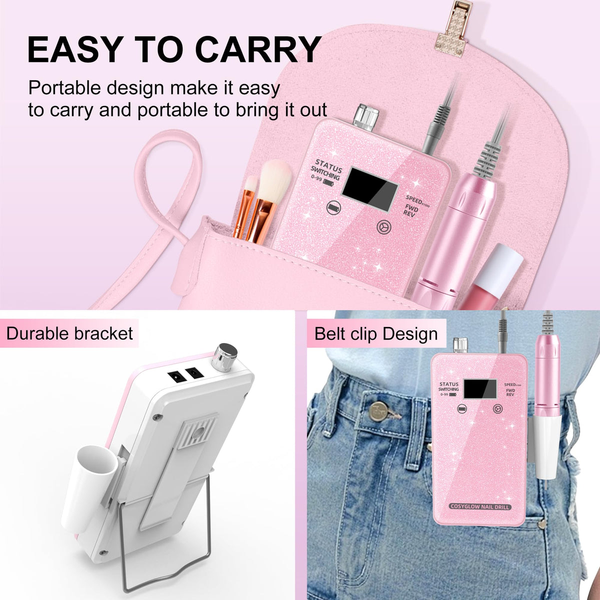 COSYGLOW Portable Cordless Electric Nail Drill Kit