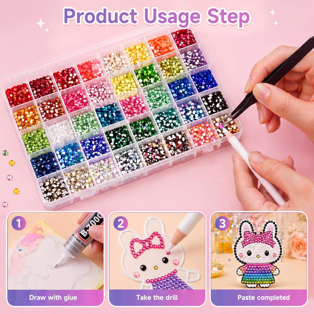 40000-Piece 40-Color Bedazzling Kit with Resin Rhinestones