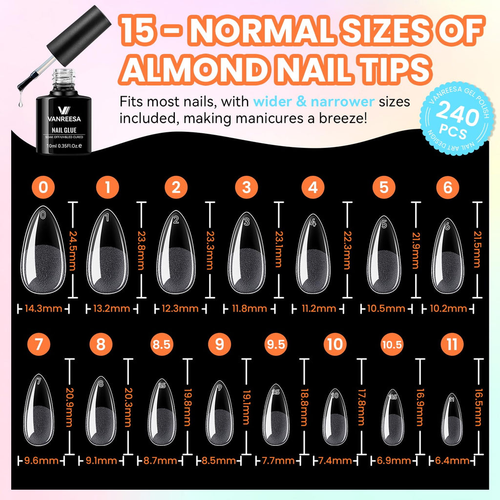 VANREESA Gel Nail Polish Kit with UV LED Lamp, Nail Drill & Almond Tips