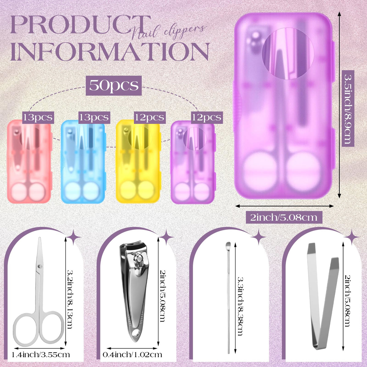 50-Piece 4-in-1 Nail Clipper Manicure Sets with Cases