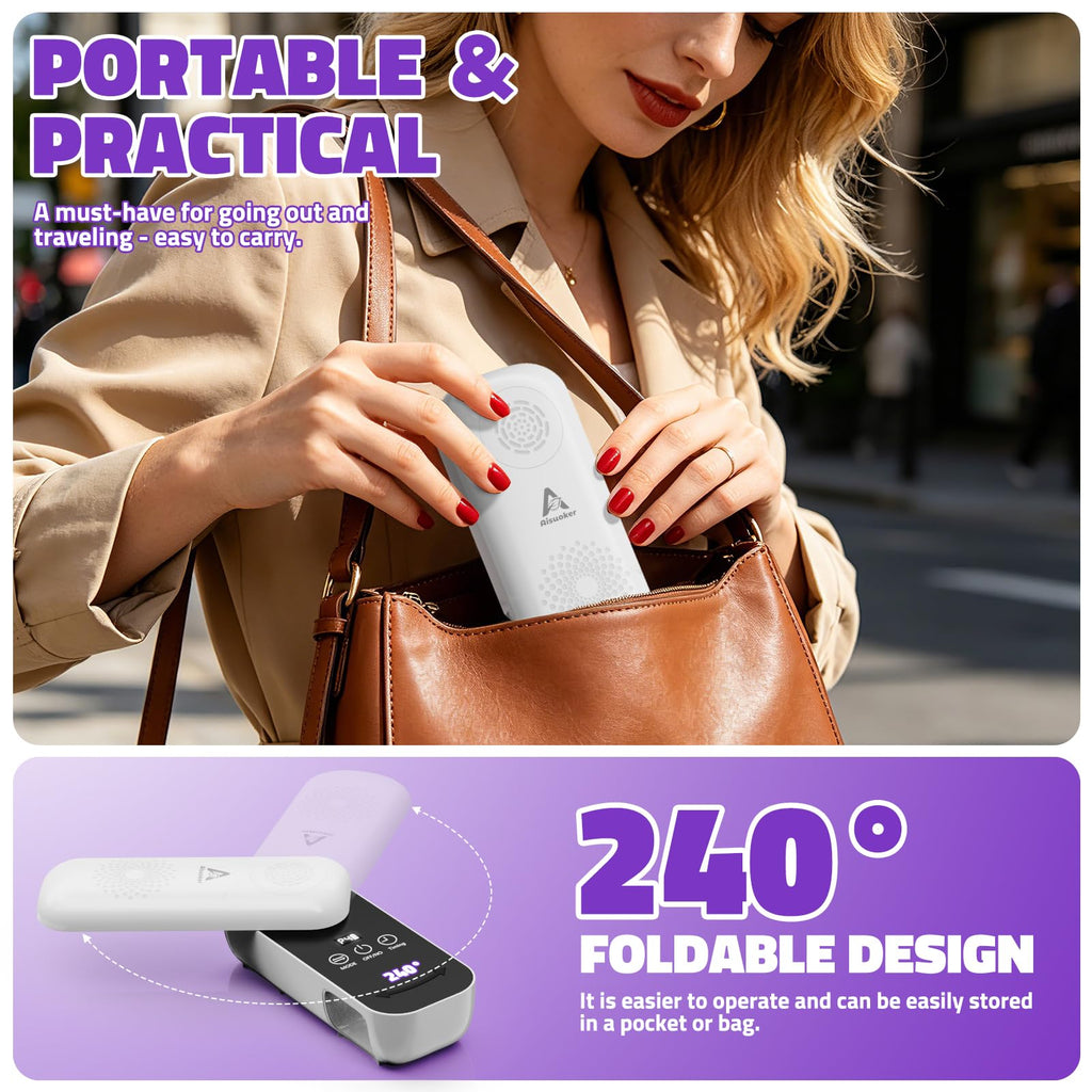Compact Cordless UV LED Nail Lamp with 4 Modes, Timer & Rotating Panel