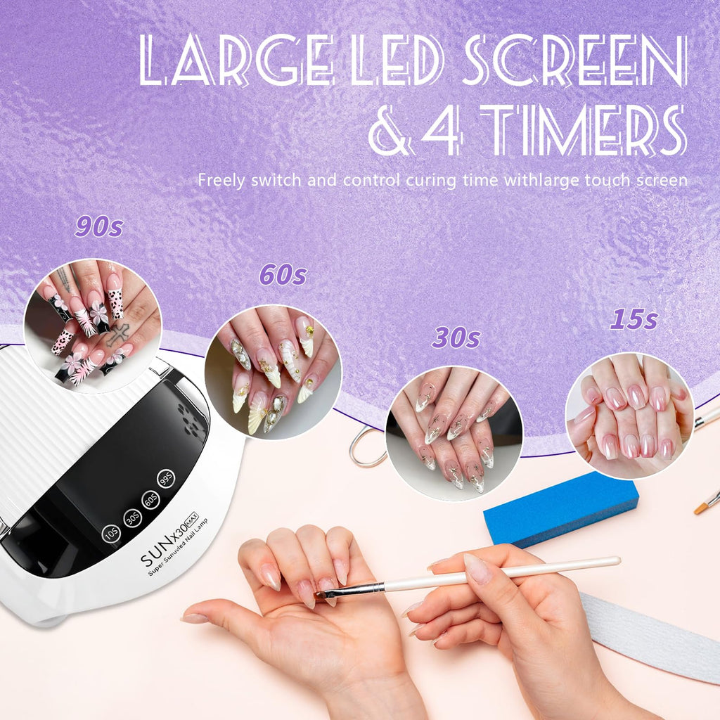 500W UV LED Nail Lamp, 90-LED Gel Nail Dryer with LCD Display