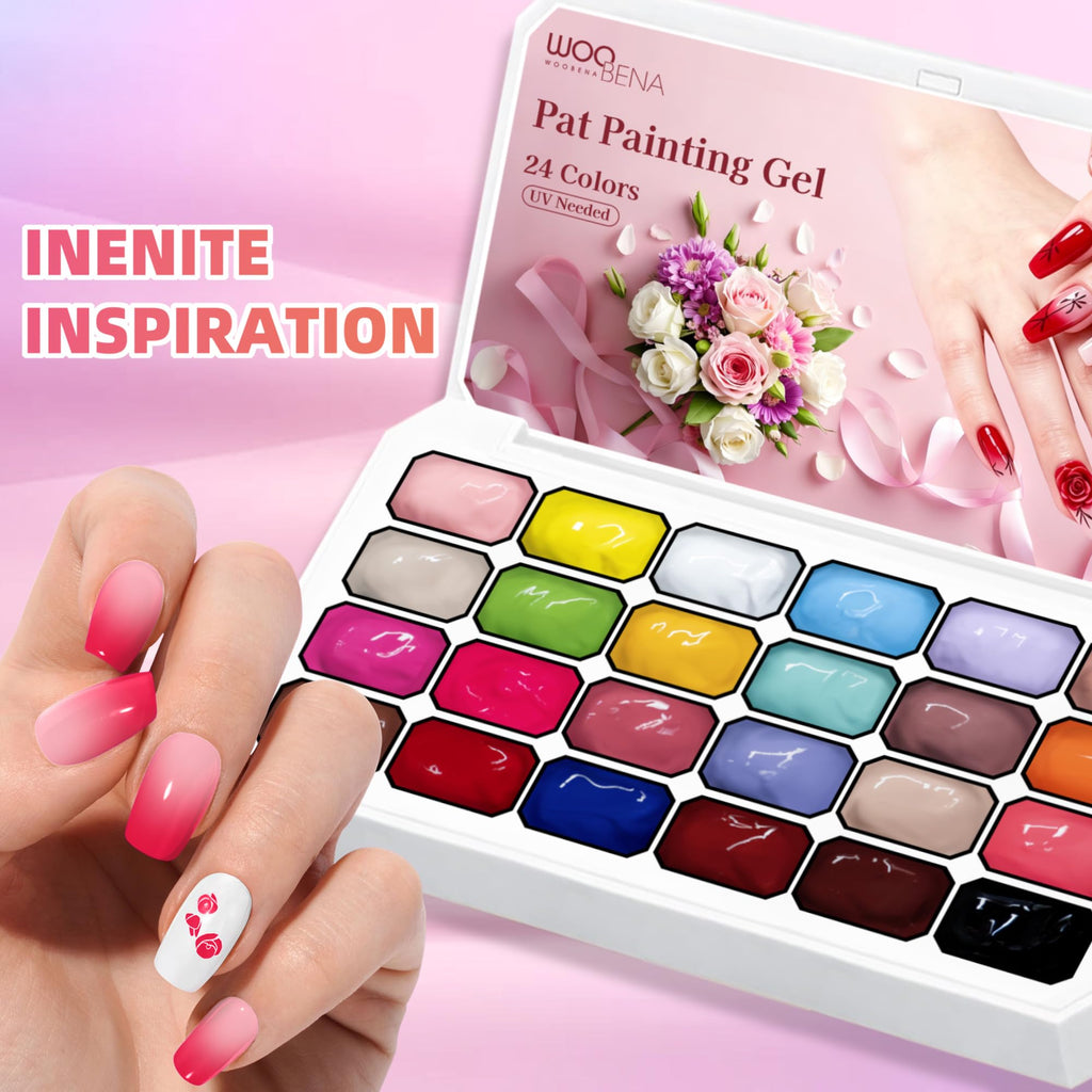 Woobena Pat Pat Gel Nail Polish Set, 24-Color Ombre Nail Art Palette