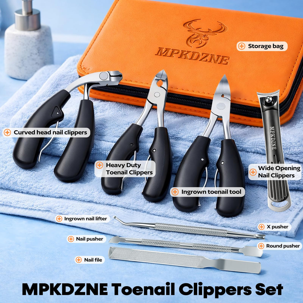 7-in-1 Black Heavy-Duty Toenail Clipper and Pedicure Kit
