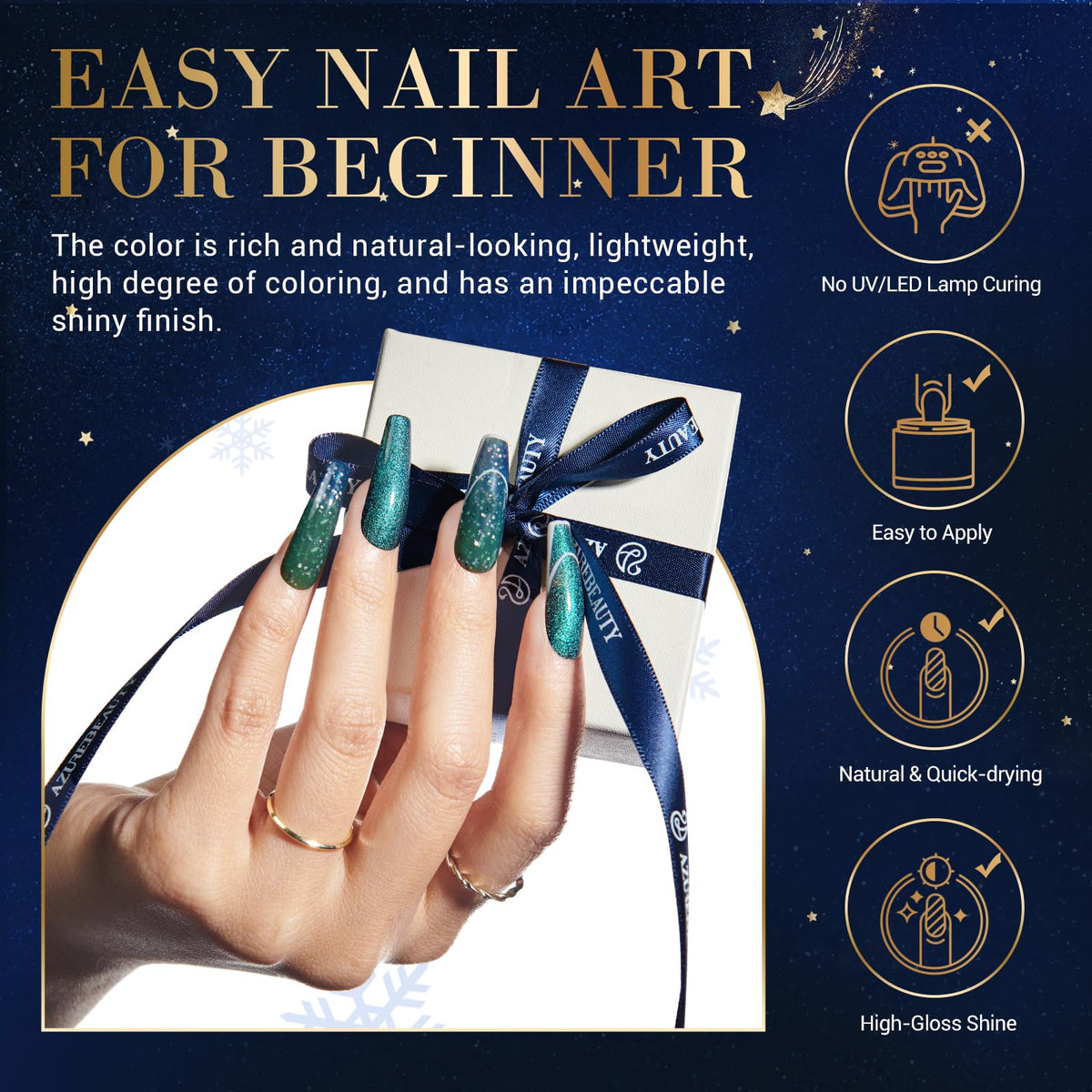AzureBeauty Dip Powder Nail Kit Starter Set with Base, Top Coat and Activator
