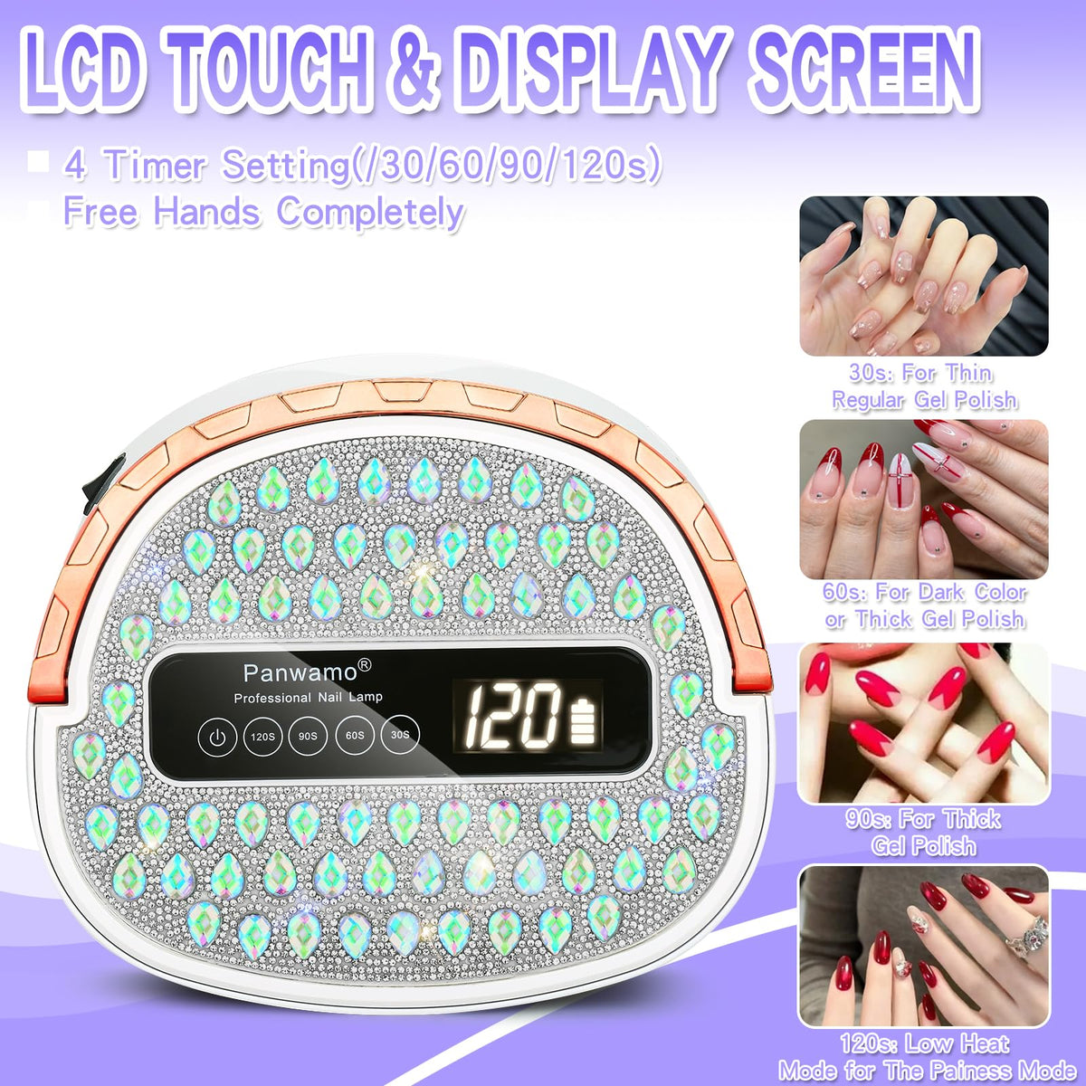 UV LED Nail Lamp, Rechargeable Cordless Gel Polish Dryer with 45 LEDs