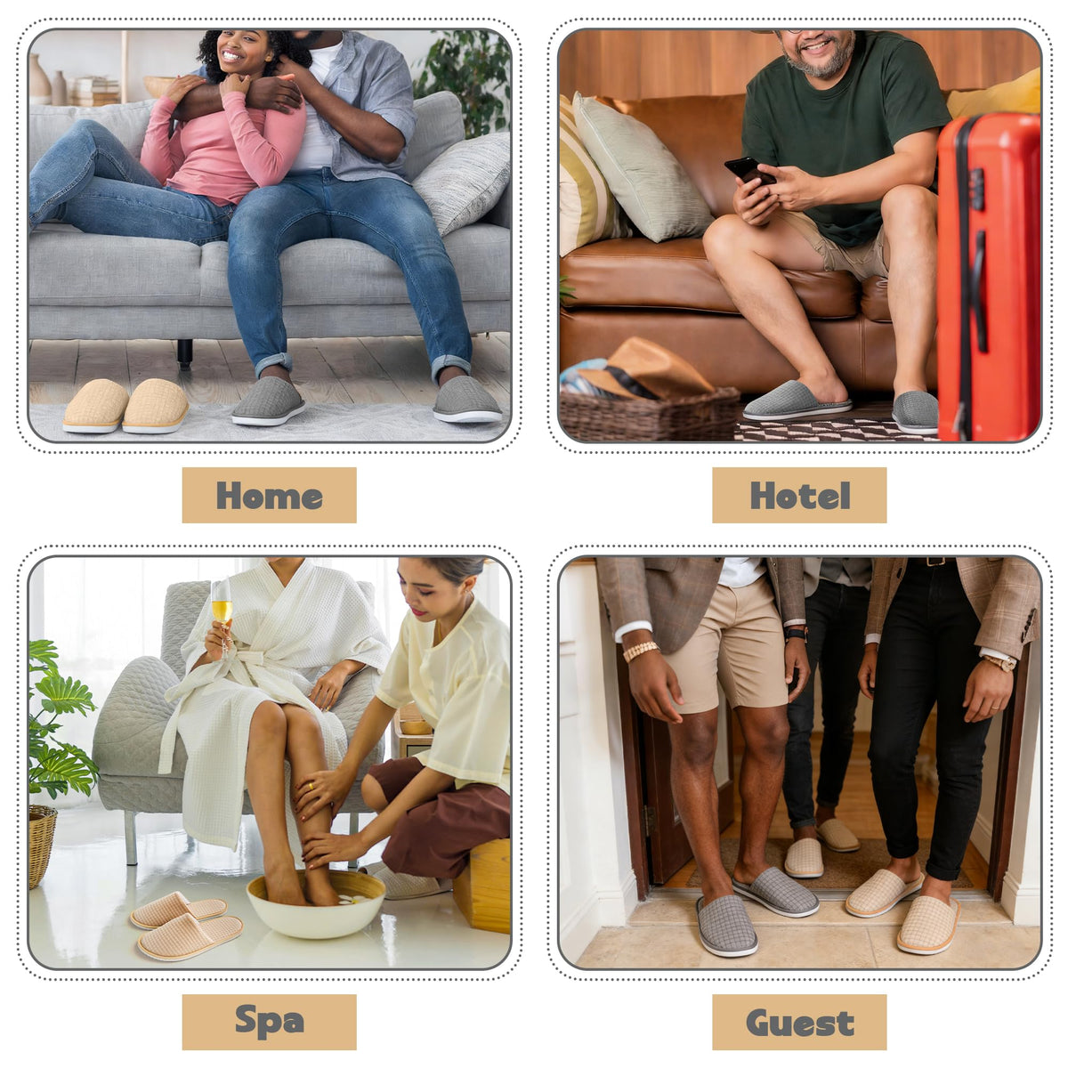 Vipay Disposable Guest Slippers, Washable Non-Slip Travel Slippers