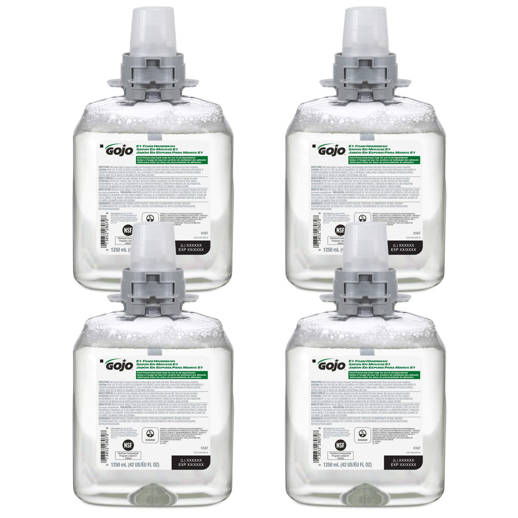 GOJO FMX-12 E1 Foam Handwash Refill, Fragrance-Free, 4 x 1250 mL