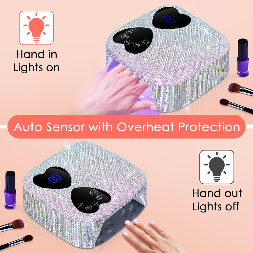 HUITINE 80W Cordless UV LED Nail Lamp for Gel Polish
