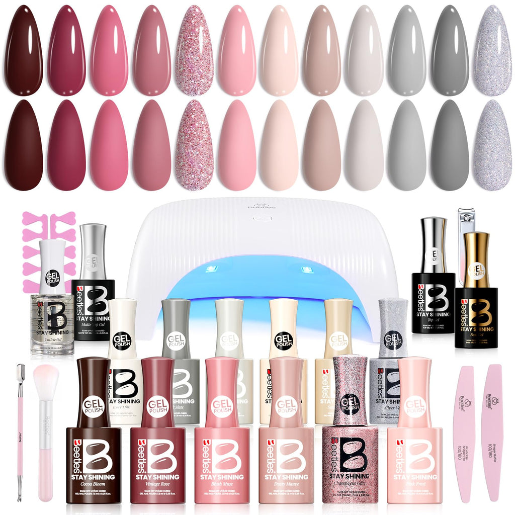 Beetles Gel Nail Polish Manicure Kit with UV/LED Lamp and Nail Tools