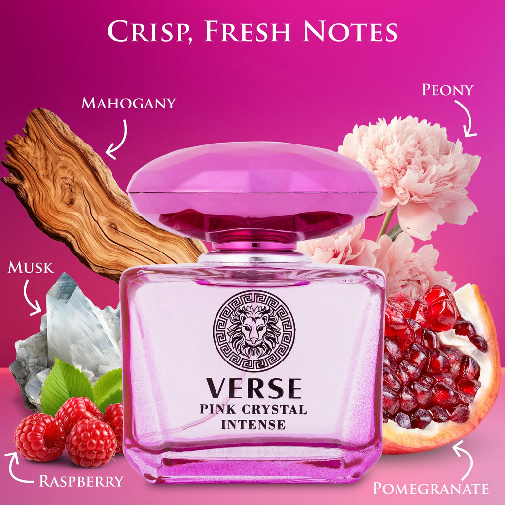 Verse Pink Crystal Intense Women's Fruity Floral Perfume, 3.4 fl oz