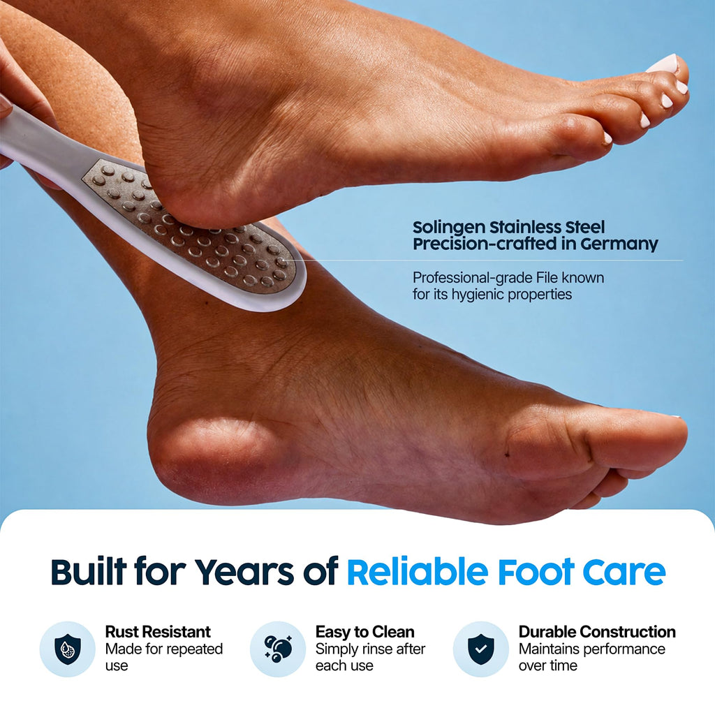 Footlogix Double-Sided Stainless Steel Foot File with Rubberized Handle