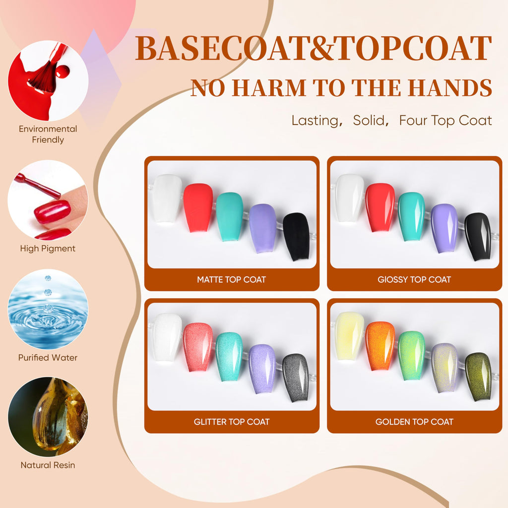 Gel Nail Polish Kit with UV LED Lamp, 25 Colors