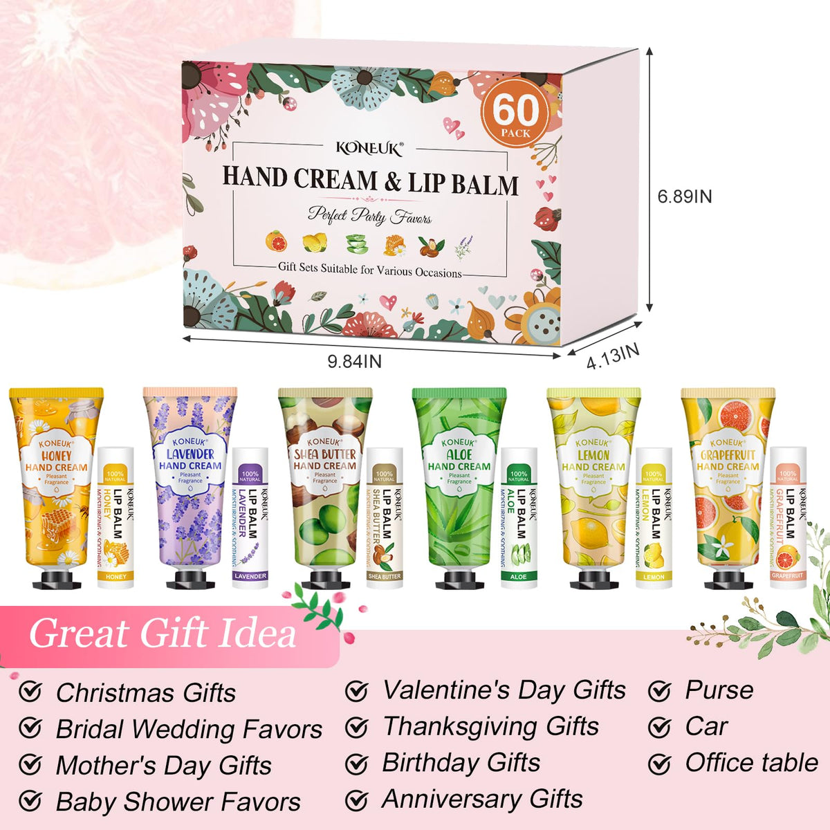 KONEUK Hand Cream and Lip Balm Gift Set