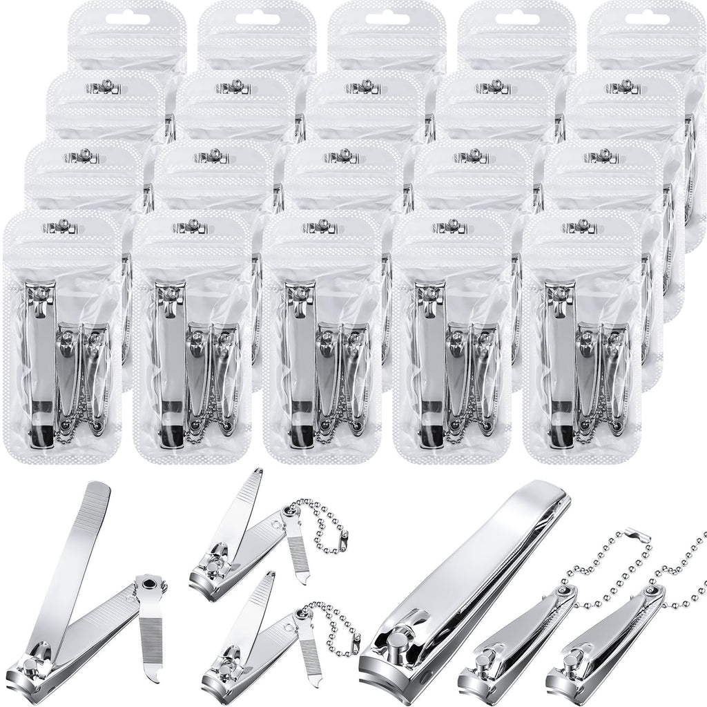 Lasnten 60-Piece Stainless Steel Nail Clipper Set, Fingernail and Toenail Cutters