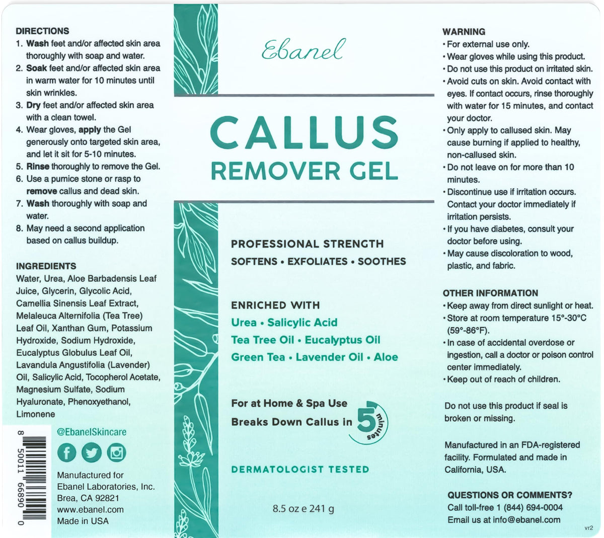 Ebanel 2-Step Callus Remover Gel & Urea 40% Foot Cream Set