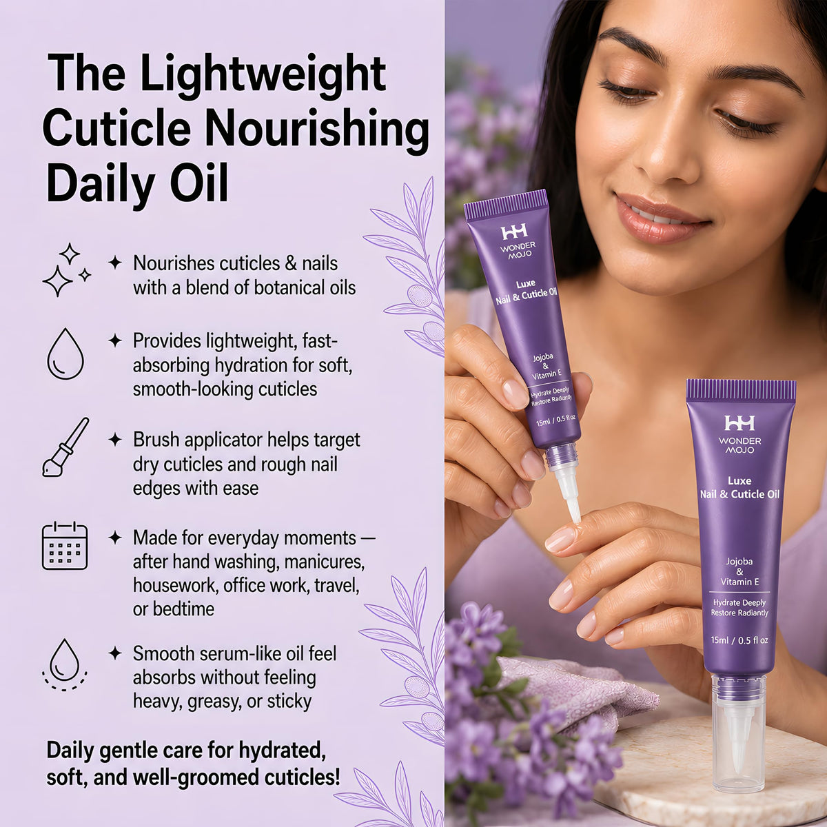 Hydrating Cuticle Oil Pen with Jojoba Oil, Vitamin E, Tea Tree & Squalane