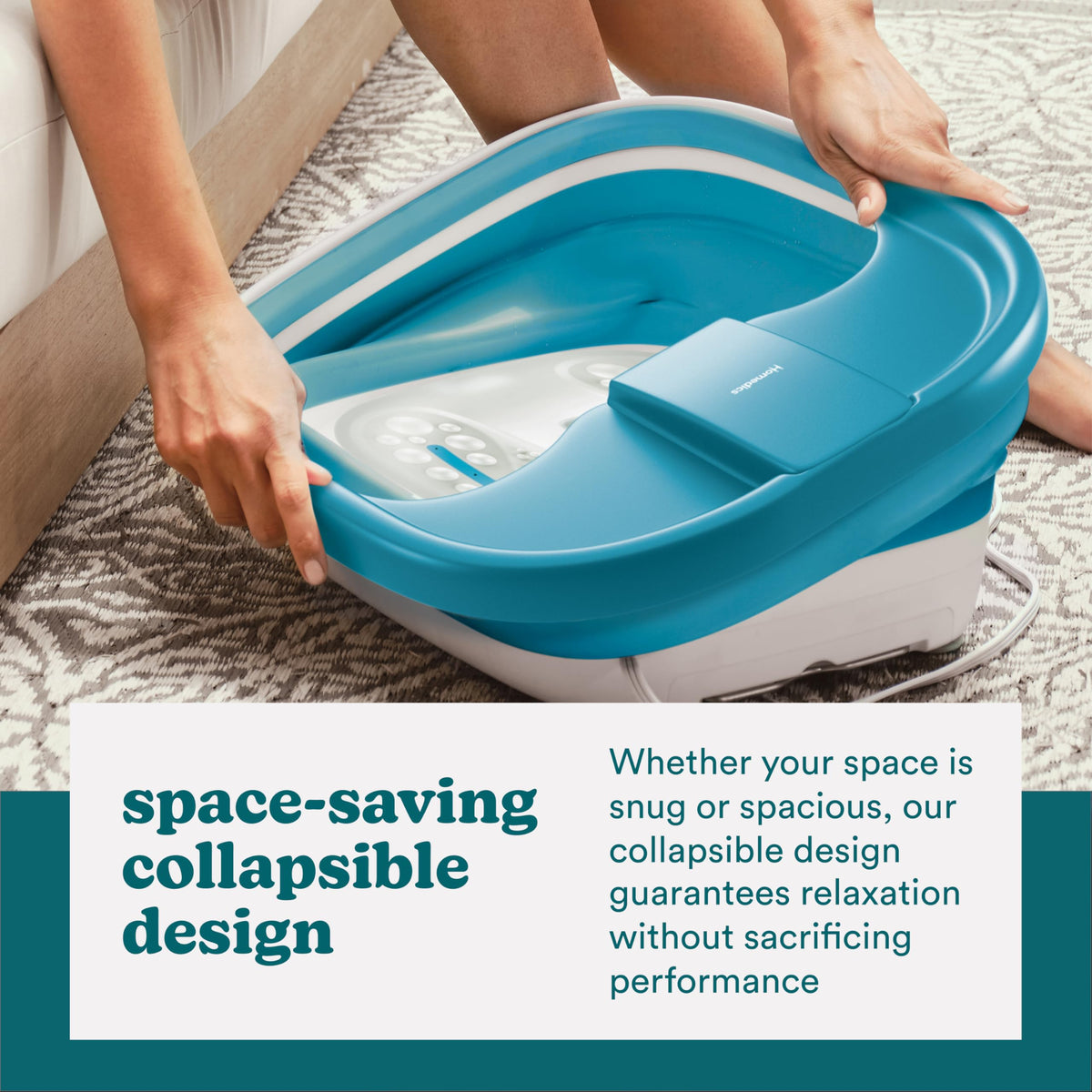 Homedics Smart Space Collapsible Bubble Foot Spa with Heat Maintenance