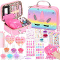 Rainbow Unicorn Kids Nail Polish and Press-On Nails Art Kit