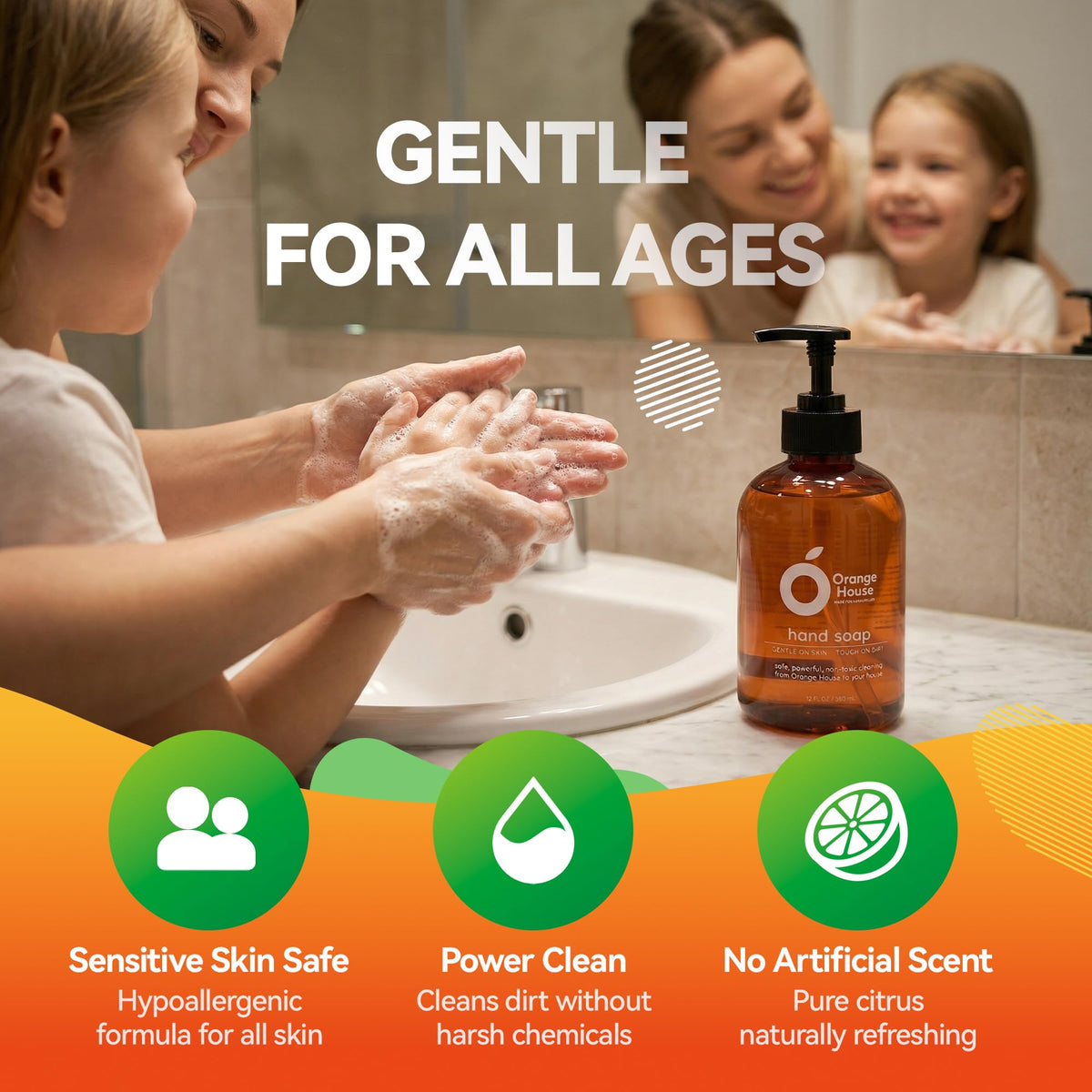 ORANGE HOUSE Hand Soap, 12 Fl Oz, Cold-Pressed Orange Oil, Moisturizing Citrus Formula