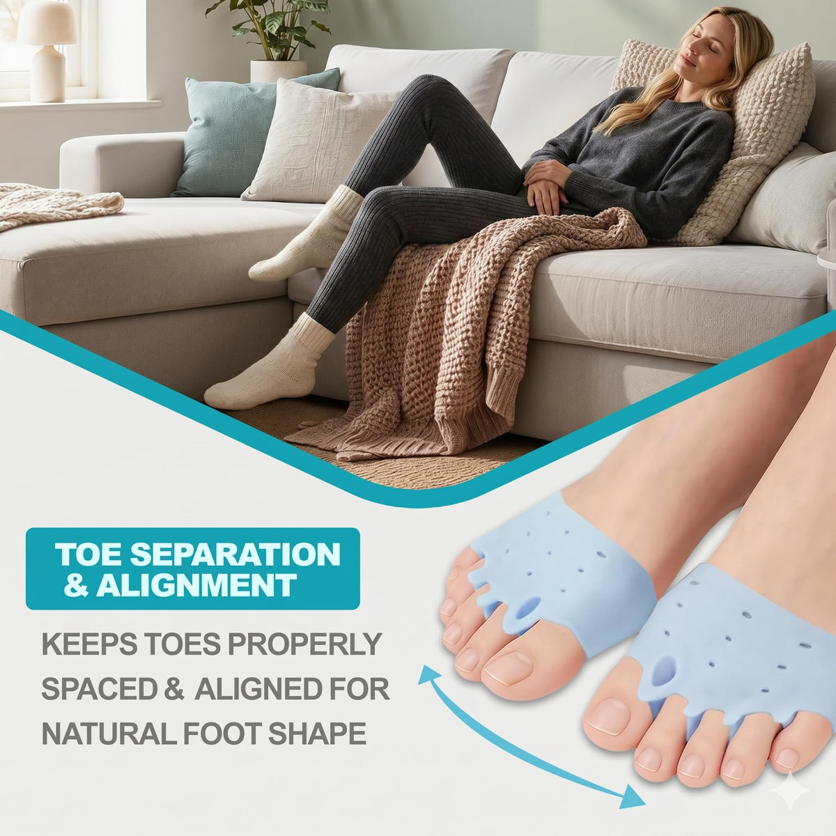 4 Sets Silicone Toe Separators for Bunion Relief and Everyday Comfort