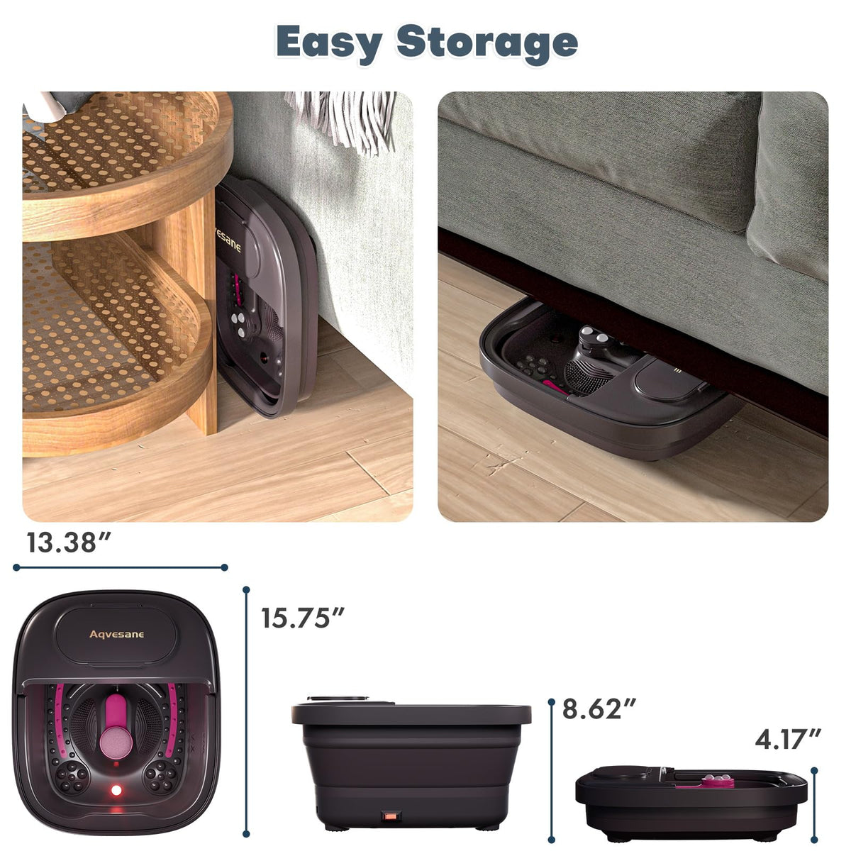 Collapsible Foot Bath Spa with Heat, Bubbles, Remote Control & Pedicure Attachments