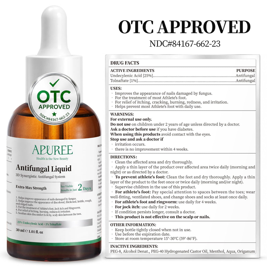 Apuree Extra Strength Toenail Fungus Treatment, 25% Undecylenic Acid + 1% Tolnaftate