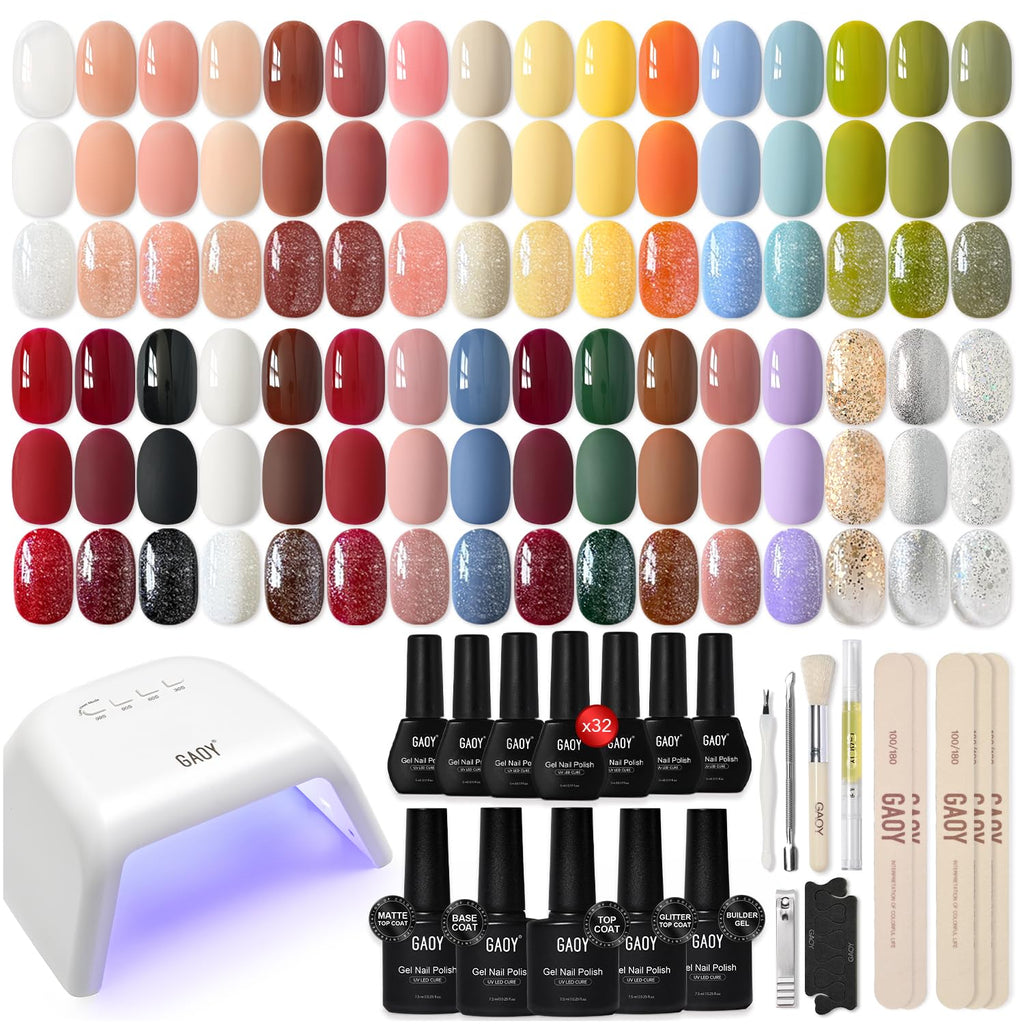 GAOY Gel Nail Polish Kit with UV LED Lamp