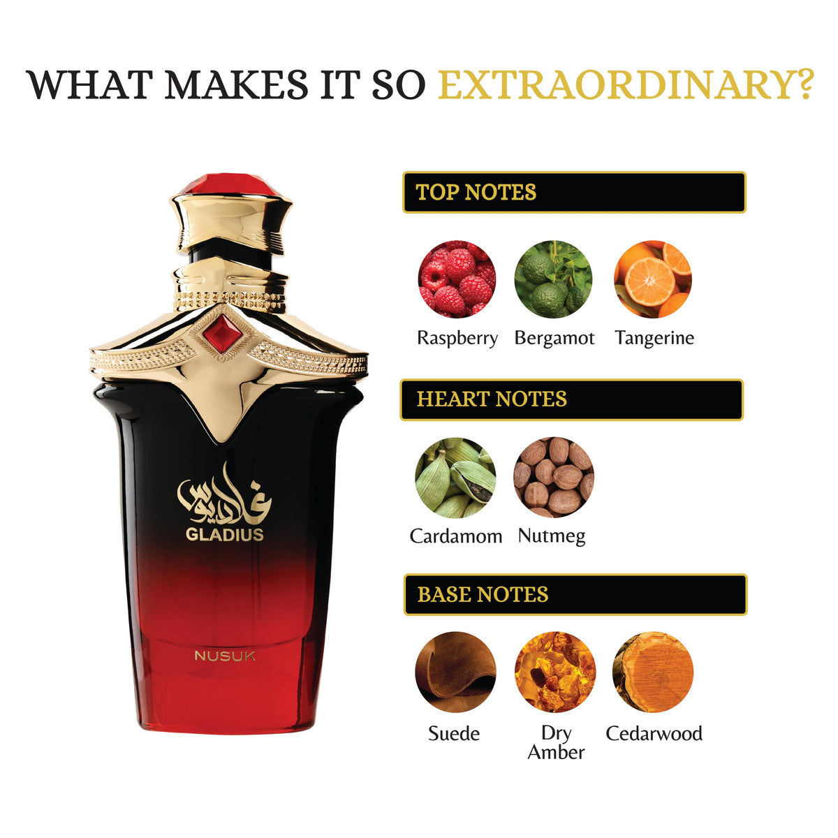 Nusuk Gladius Extrait de Parfum Spray – Woody Aromatic Fragrance