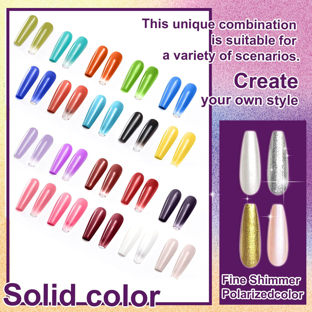 Nail Art Gel Color Set for Gradient and Ombre Designs