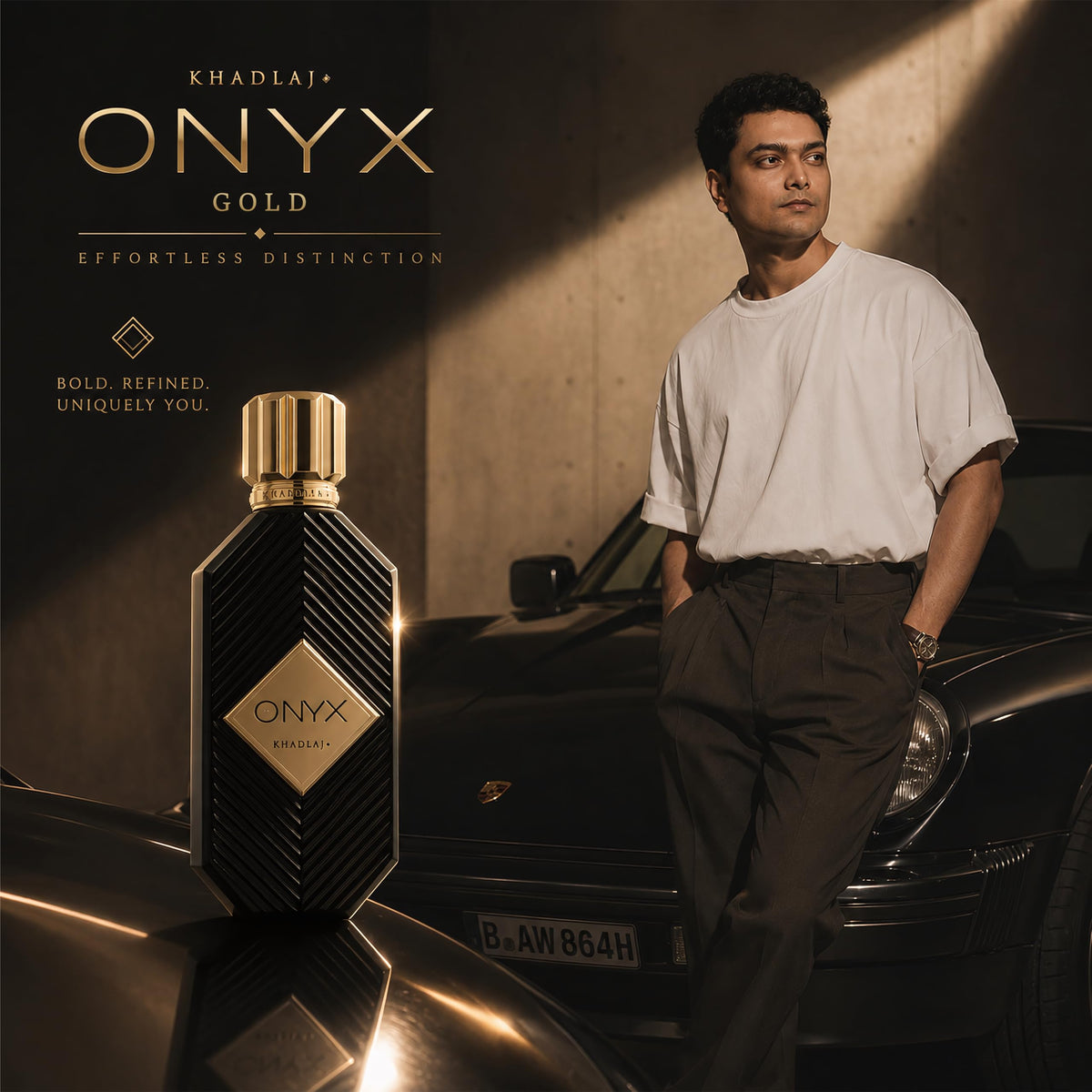 Khadlaj Onyx Gold Eau de Parfum Spray, Aromatic Unisex Fragrance