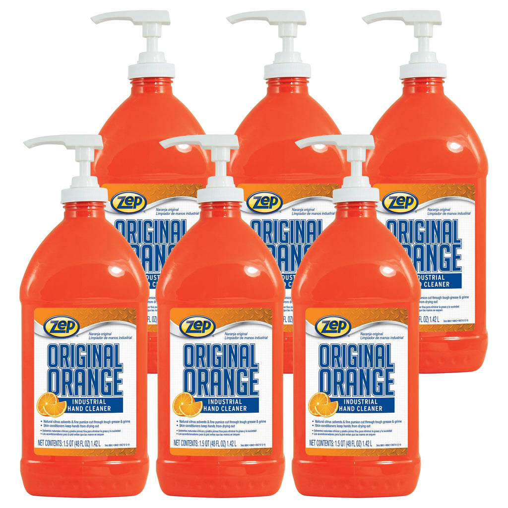 Zep Original Orange Heavy-Duty Hand Cleaner with Pumice, 48 Fl Oz, 6-Pack