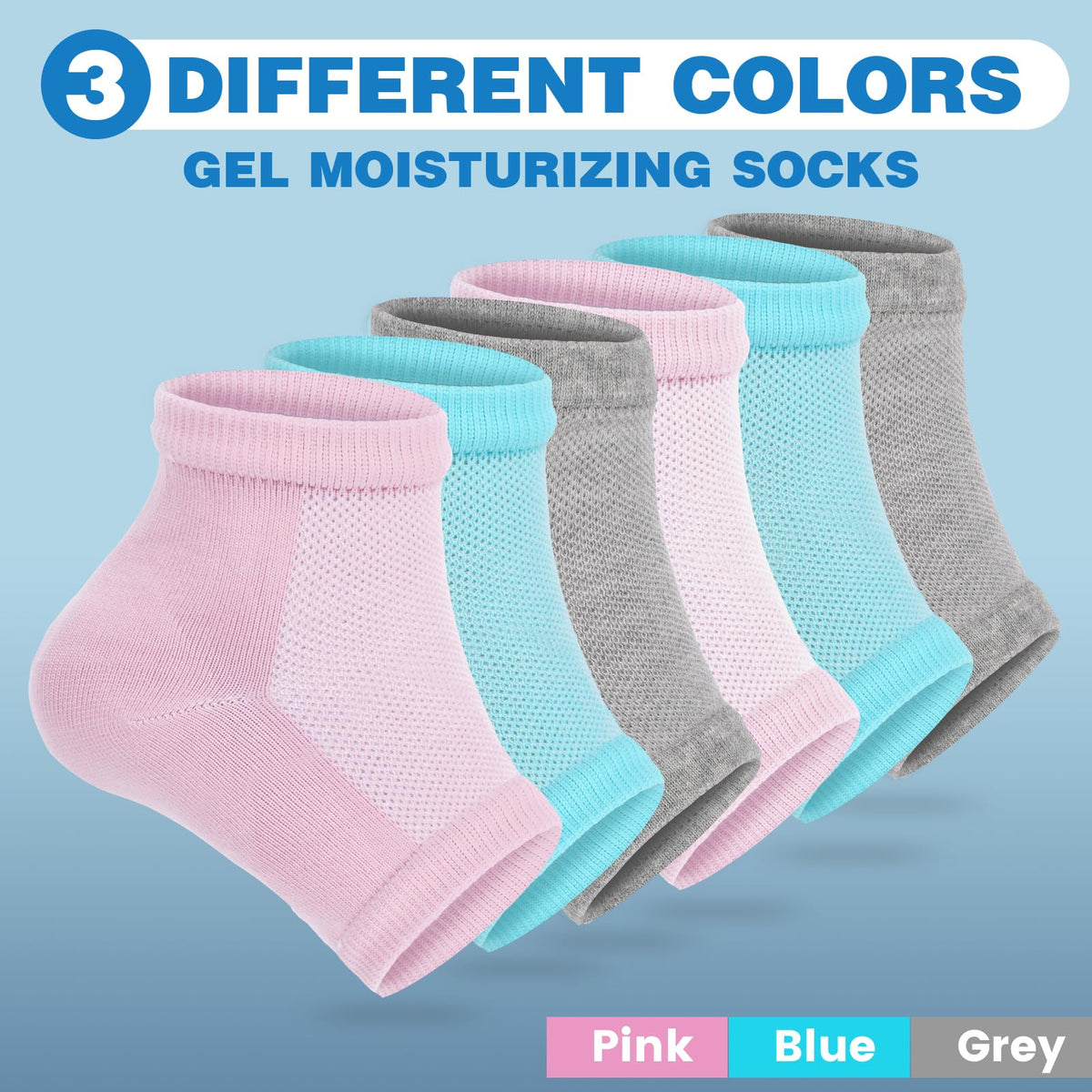 TEAWOO Moisturizing Toeless Heel Socks for Dry, Cracked Feet