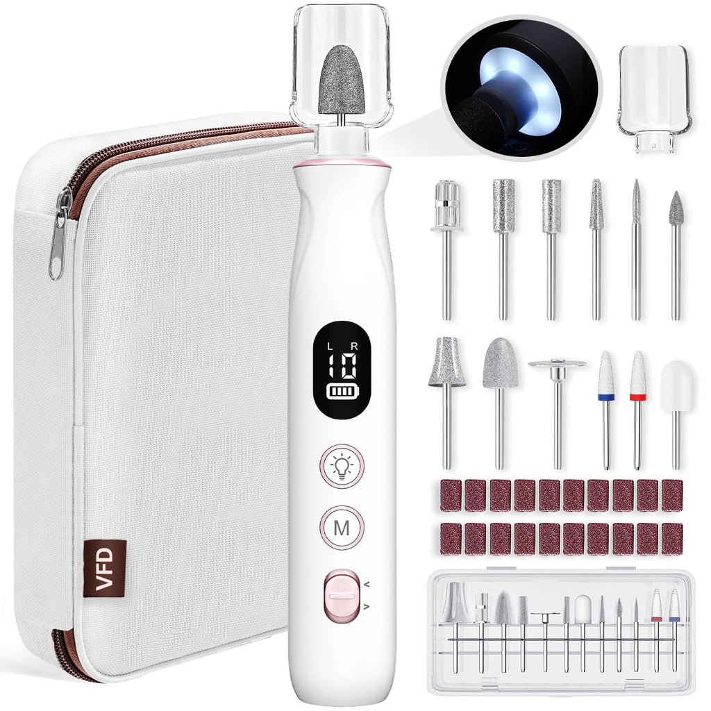 Electric Nail Drill, Cordless Rechargeable Nail File Kit for Manicure & Pedicure
