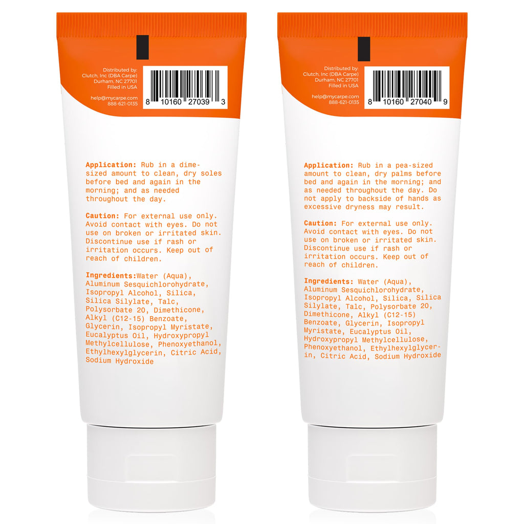 Carpe Sweat Absorbing Hand & Foot Lotion Bundle