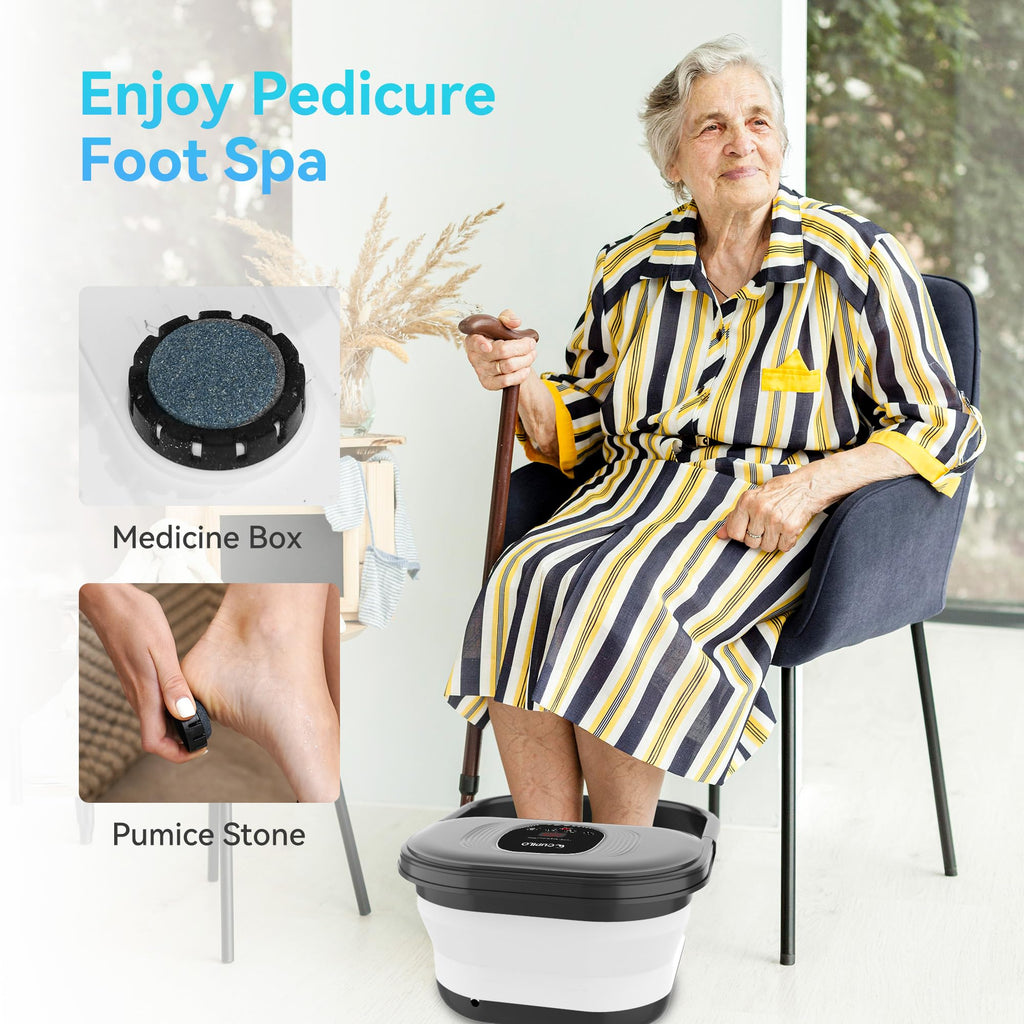 CuPiLo Collapsible Foot Spa Bath Massager with Heat and Bubbles