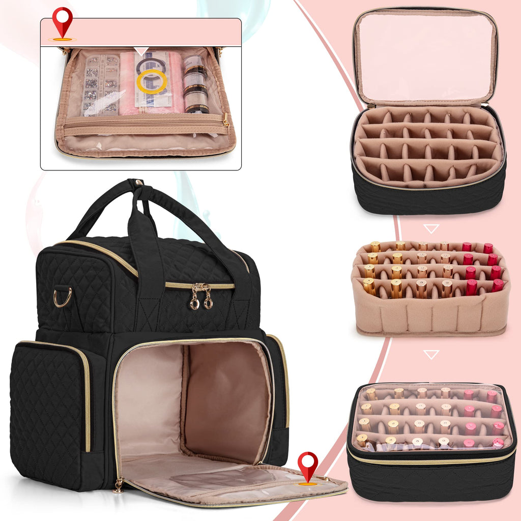 LUXJA Nail Polish Organizer Bag with Removable Cases and Tool Storage